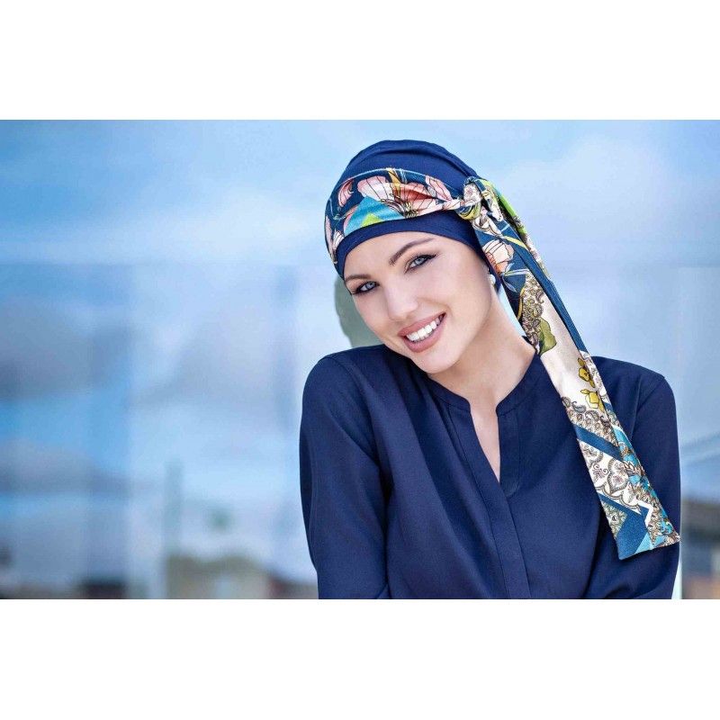 YANNA NAVY VELVET FIORI ROSSI